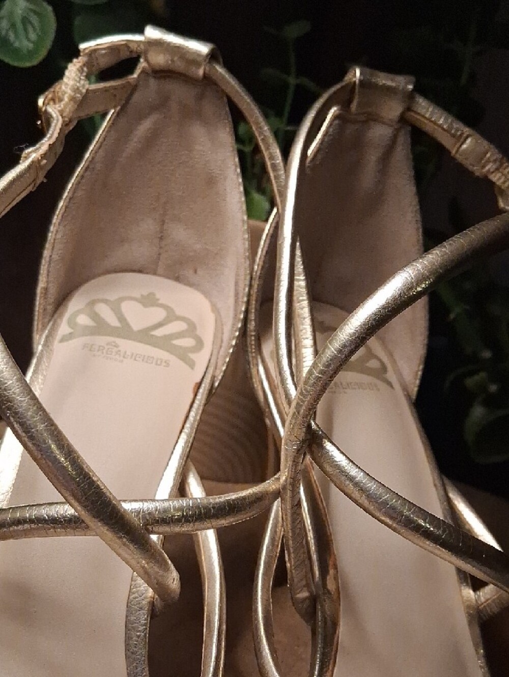 Fergalicious Metallic Gold Strappy High Heels - Picture 2 of 16